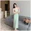 Bạc Hà Xanh Dệt Kim Đẹp Sling Đầm Nữ Xuân Hè Phong Cách Mới Mỏng Phong Cách Hẹp Eo Sang Trọng Ôm Hơn Nhìn Váy Dài Với Mông