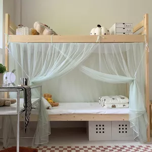 YHMBY1314 Phong Cách Mới Siêu Mịn Cũ Lắp Đặt Ký Túc Xá Sinh Viên Không Có Lưới Chống Muỗi Phong Cách Công Chúa Tích Hợp Chống Bụi Top Giường Đơn Với