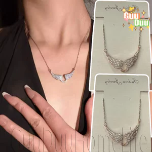 Dây chuyền có thể điều chỉnh bằng kim cương sáng bóng - Vòng cổ mặt dây chuyền đôi cánh thiên thần - dành cho nữ Váy dự tiệc - Quà tặng trang sức - Thời trang, thanh lịch, tinh tế / miễn phí