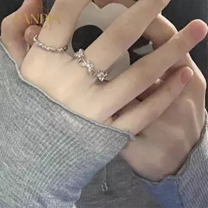 PNPIA- Nhẫn Bướm Thời Trang Sáng Bóng Pha Lê Zirconia Mở Nhẫn Có Thể Điều Chỉnh Ánh Sáng Sang Trọng Dây Đeo Tay Cho Nữ Bé Gái Jewlery