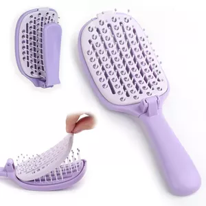 Gấp Rỗng Tự Làm Sạch Detangler Bàn Chải Chống Tĩnh Điện Rib Lược Hộ Gia Đình Ướt Khô Volumizing Kiểu Tóc Dụng Cụ