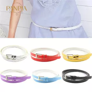 PNPIA- Thắt lưng nữ Laies Fashion N Skinny Thin Patent Leather Bow Bule