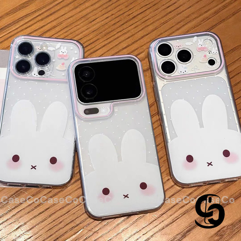 Ốp Lưng Cho IPhone 17 16 11 13 15 12 14 Pro Max 17AIR 16 15 7 8 14 Plus X XR Max Vỏ trong suốt Blush Bunny