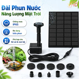 Đài Phun Nước Năng Lượng Mặt Trời – Chống Mưa IP65, Đa Dạng Kiểu Phun, Phù Hợp Cho Hồ Cá & Non Bộ