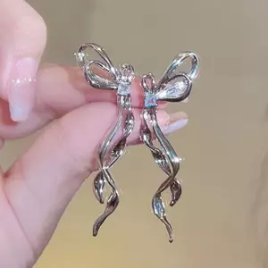 ECK 1 Cặp Phóng Đại Kim Loại Không Đều Ruy Băng Nơ Bông Tai Nữ Hợp Thời Trang Đơn Giản Sáng Bóng Zircon Bông Tai Dài Trang Sức Thời Trang Quà Tặng HOT