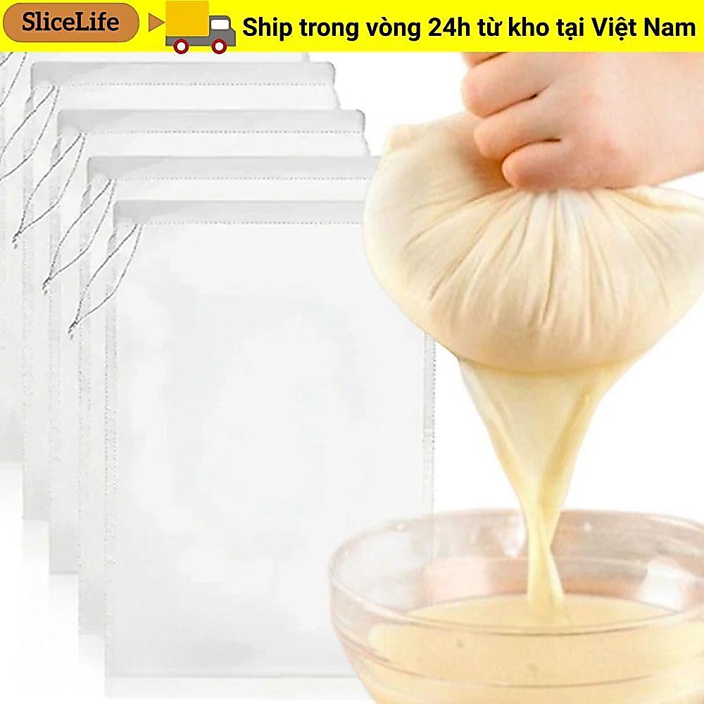 Túi lọc sữa đậu nành SLICELLIFE, Bộ lọc nước ép cà phê trà Nylon 100 lưới, Bộ lọc có thể gập lại có thể tái sử dụng dễ dàng làm sạch