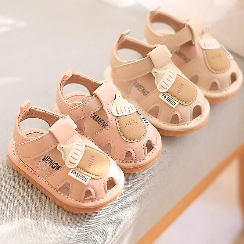 xăng đan bé trai dép rọ tập đi cho bé gái da PU thỏ dễ thương quai dán tuỳ chỉnh đế dẻo êm chân cho bé từ 6m có còi C2
