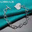 URMYLADY Bạc 925 Trái Tim Tình Yêu Mặt Dây Chuyền Vòng Tay Cho Người Phụ Nữ Cưới Đính Hôn Tiệc Trang Sức Thời Trang