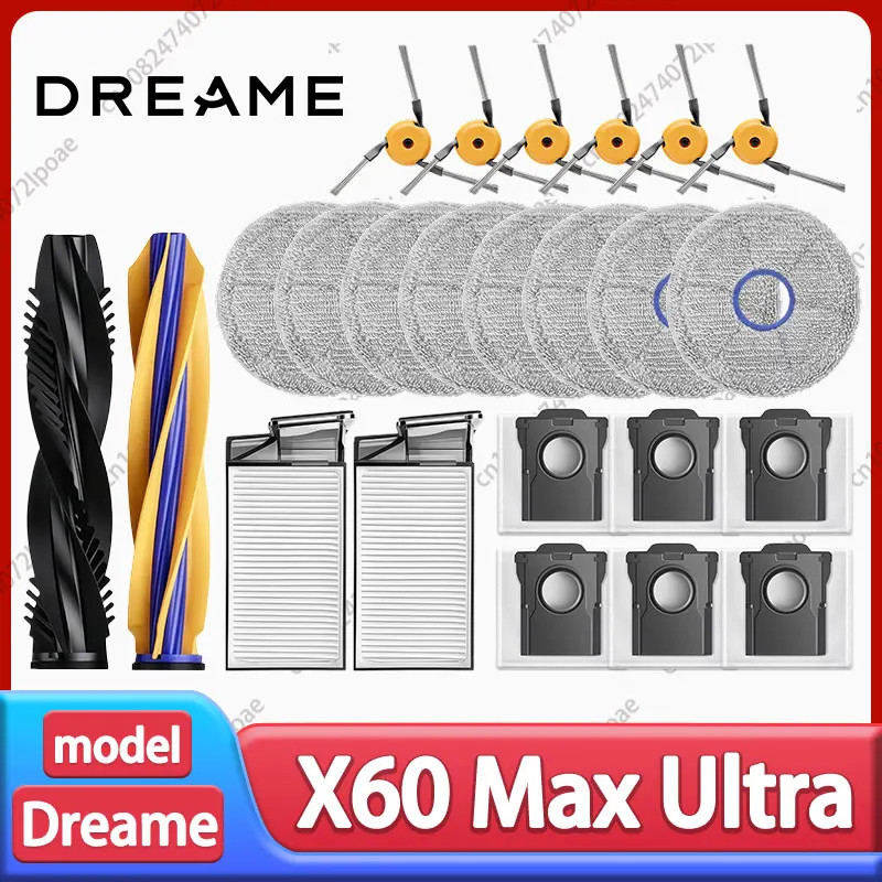 Dreame X60 Max Ultra Phụ Kiện Bàn Chải Bên Chính HEPA Lọc Lau Nhà Vải Túi Bụi Máy Hút Bụi Thay Thế Phụ Kiện