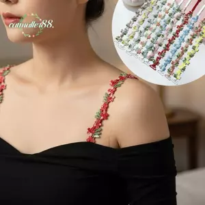 CATMALLER88 1 Cặp Dây Đeo Áo Ngực Hoa, Dây Đeo Vai Chống Trơn Trượt Có Thể Điều Chỉnh, Đàn Hồi Sáng Tạo Với Ren Viền Ren Ren Hoa Dây Đeo Vai Nữ