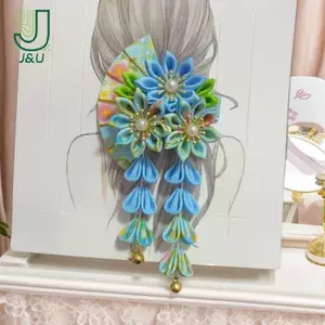 Mũ Kimono Nhật Bản Phong Cách Cổ Xưa Handmade Hoa Kẹp Tóc Vải Ngọt Ngào sel Hoa Kẹp Tóc