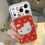 Ốp lưng iPhone Mạ họa tiết da Đỏ họa tiết Hello Kitty iPhone 17 16 15 14 13 12 11 Pro Max Plus Max