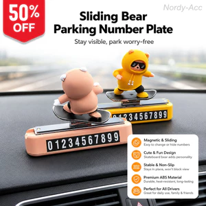 SKATEBOARD BEAR MAGNETIC PARKING SỐ TẤM Bảng điều khiển sáng tạo Trang trí ô tô Hoạt hình dễ thương Hình tượng chức năng kép Trang trí và đỗ xe