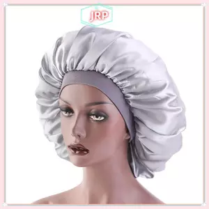 JRP Mũ Ngủ Đêm Lớn Tóc Bonnet Mũ Đầu Satin Dây Rộng Điều Chỉnh Mũ JRP