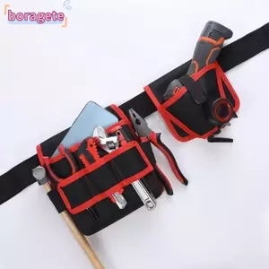 Túi đeo thắt lưng thợ điện BORAGETE, Túi đựng dụng cụ thợ điện gia cố xoay 360, Túi đựng dụng cụ công suất lớn bằng vải Canvas