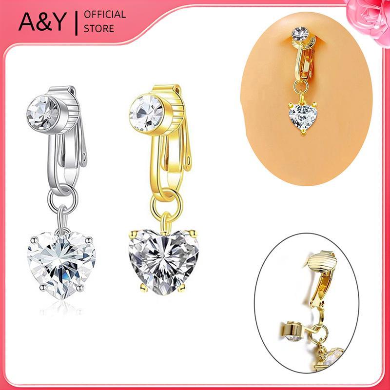 A & Y Nhẫn Rốn Giả Trái Tim, Kẹp Xuyên Bụng, Trang Sức Cơ Thể Sụn Bụng