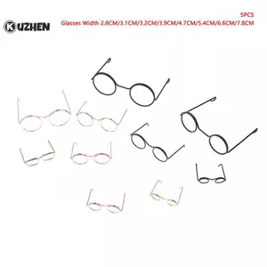 KUZHEN 5 Chiếc Kính Mắt Thu Nhỏ Kim Loại Khung Tròn Không Ống Kính Kính Kính Đồ Chơi Búp Bê Retro Kính DIY Búp Bê Mặc Phụ Kiện Kính Nóng