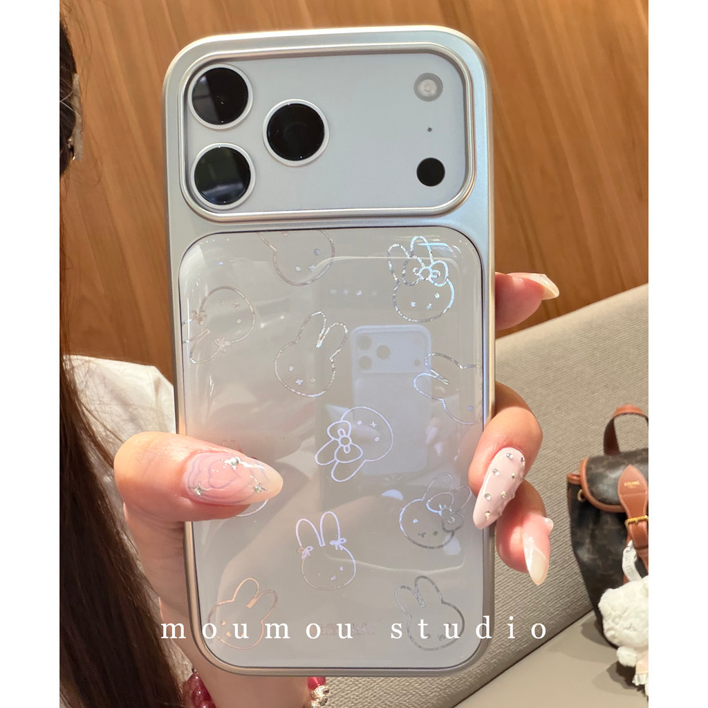 Huiwanju Thỏ Epoxy mạ điện dễ thương phù hợp cho vỏ bảo vệ điện thoại di động iPhone17ProMax 16Pro / 15.