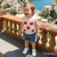 Trang phục bé gái không tay cổ tròn Apple Appliques Tank Tops + Bộ quần short Denim