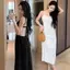 Phong cách mong muốn thuần khiết Đi biển Kỳ nghỉ Dây đeo sang trọng Đầm đi biển dài mùa hè