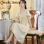 Phụ Nữ Chắc Chắn Trắng Váy Ngủ Nữ Vintage Retro Cotton Đồ Ngủ Váy Ngủ Váy Ngủ