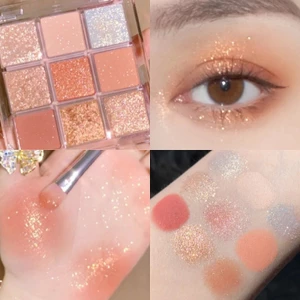 Bảng Phấn Mắt 9 Ô Vỏ Trong Suốt Nhũ Kim Tuyến Lấp Lánh Phấn Matte Lì Mịn Mượt Lên Màu Chuẩn Lâu Trôi Tiện Lợi Chuyên Nghiệp Cao Cấp