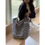 Luself Homemade < Happy Puppy} Túi vải sọc Niche thêu dung tích lớn Túi Tote phong cách lười biếng
