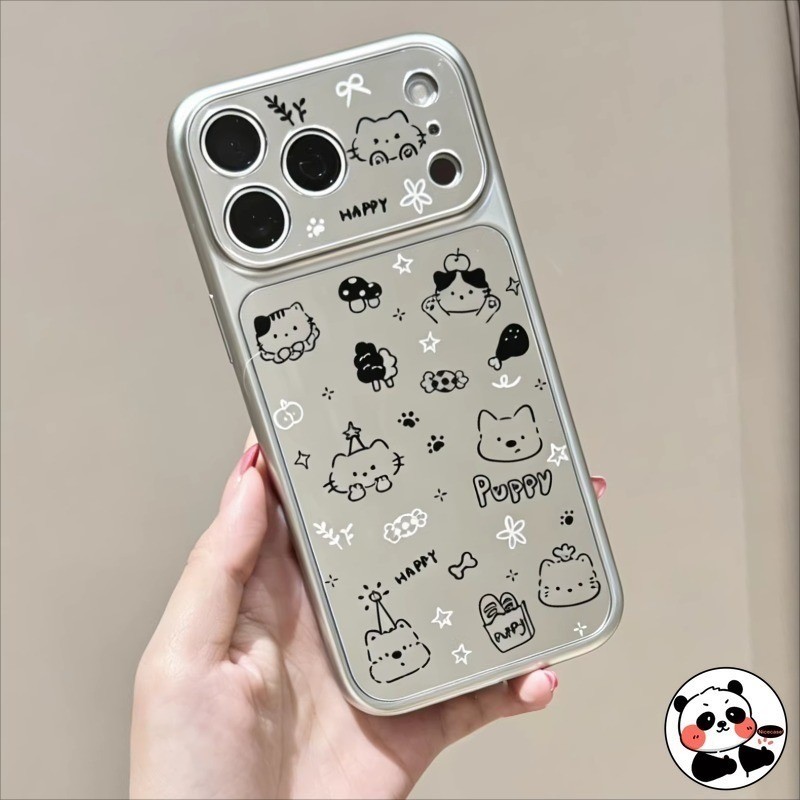 Gương Bạc Chó Con Ốp Lưng Điện Thoại Vivo V70 FE V60 V60E V50 V50E V40 V30 SE V30E V29 Lite V29E V25 V25E V23E V23 V21 Pro 5G 4G Vỏ Mềm Hoạt Hình Chó Mèo Dễ Thương Ins Phong Cách Vỏ Mềm