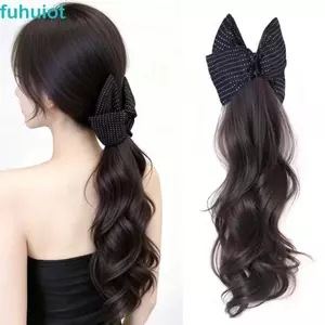 FUHUIOT Tam Giác Móng Vuốt Kẹp Tóc Giả Đuôi Ngựa Tóc Giả, Tổng Hợp Thanh Lịch Chấm Bi Đuôi Ngựa Đuôi Tóc, Vintage Với Kẹp Kẹp Kẹp Tóc Lông Tơ Dài Xếp Lớp Đuôi Ngựa Cho Nữ