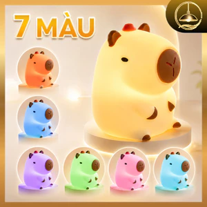 Đèn Ngủ Capybara 7 Màu, Chất Liệu Silicone An Toàn, Sạc USB, Dùng Làm Đèn Ngủ, Đèn Bàn, Trang Trí Phòng Khách