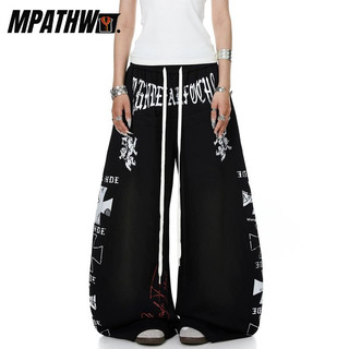 MPATHW Mỹ Retro Đau Khổ Chữ Cái In Hình Rời Ống Rộng Quần Lót