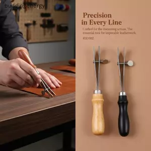 {BUDDI} Tay cầm bằng gỗ Dụng cụ viền da có thể điều chỉnh chiều rộng 0 đến 10mm cho các dự án tạo nếp nhăn bằng da thủ công {buddingenergy}