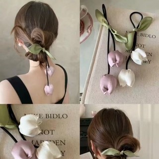 🌷Vòng buộc tóc hoa tulip nổi 3D nhồi bông - Dây buộc tóc nữ cao cấp kiểu xuân thời trang làm tóc búi tròn xinh đẹp