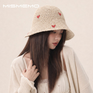 MISMEMO Mũ rơm trái tim tay dệt rỗng, phong cách mới cho mùa hè, phù hợp đi biển và chống nắng