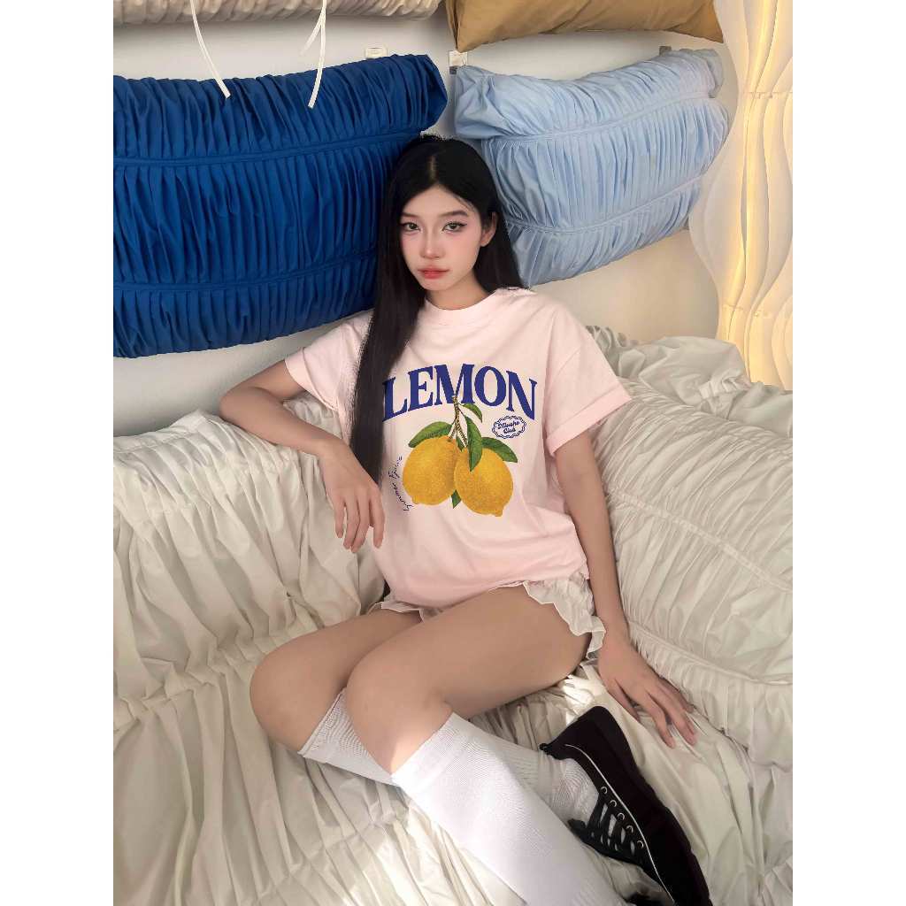 （Giao hàng 24h）Angela Áo Thun Boxy Chill Vibes Thoáng Mát Tay Ngắn Cổ Tròn Đứng Form In Mix 2104