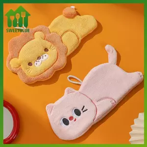 SWEET Hoạt Hình Mèo Sư Tử Khăn Tay Nhà Bếp Phòng Tắm Khăn Tay Loại Treo Với Siêu Hấp Thụ Nước Qui Sấy n