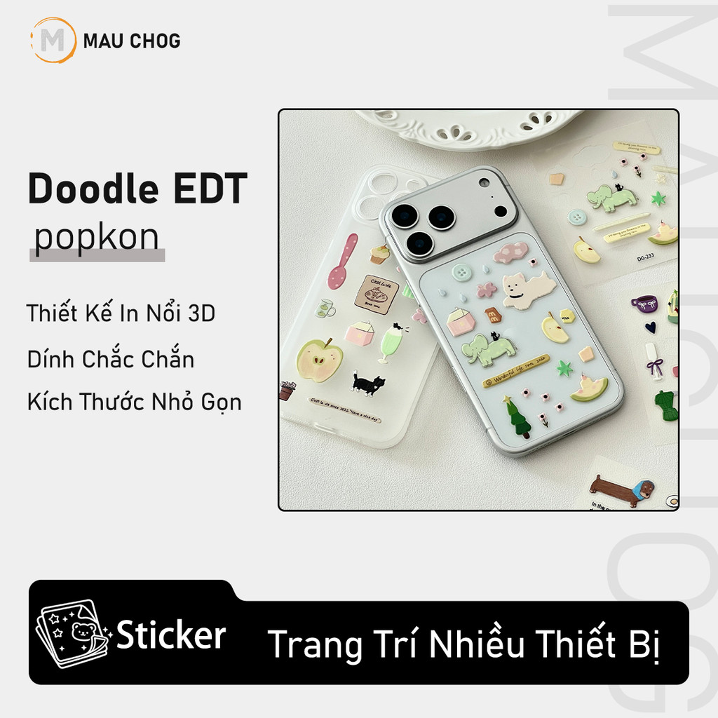 Sticker Nổi Dễ Thương Dùng Trang Trí Ốp Lưng Điện Thoại Phụ Kiện Laptop Máy Tính Bảng Thiệp Sổ Tay