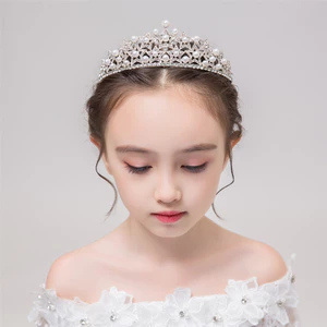 Trẻ Em Vương Miện Mũ Công Chúa Cô Gái Vương Miện Pha Lê Ngọc Trai Đầu Trẻ Em Sinh Nhật Kẹp Tóc Thể Hiện Mũ EJFH