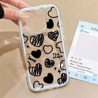 Tình yêu đen trắng cho trường hợp iPhone 17promax 161514plus 3 trong 1 bezel 131211pro