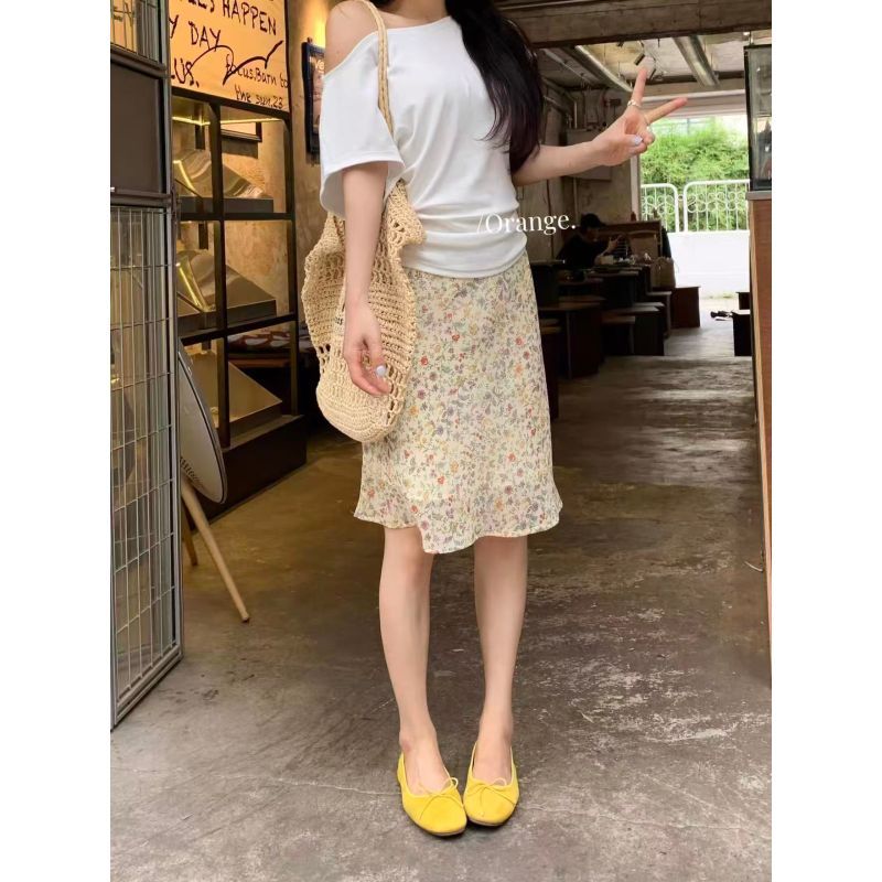 [Hàng mới về] Váy ngắn hoa giảm tuổi phong cách Hàn Quốc dành cho nữ Thiết kế mùa hè Thắt lưng co giãn thon gọn hơn Nhìn phù hợp