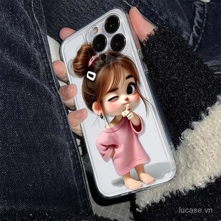 Ốp điện thoại hoạt hình hoạt hình Ball Head Girl Thích hợp cho iPhone 11promax 11 12 13 14 promax 17promax 17 16 15 pro max xr xs 12promax Vỏ bảo vệ trong suốt chống sốc