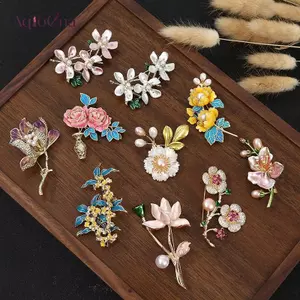 AqToCna Hình Hoa Ngọt Ngào Ve Áo Pin Kẻ Sọc Sáng Bóng Kim Cương Giả Thổ Cẩm Dành Cho Nữ Bé Gái Đa Năng Corsage Quần Áo Phụ Kiện Quà Tặng AqToCna