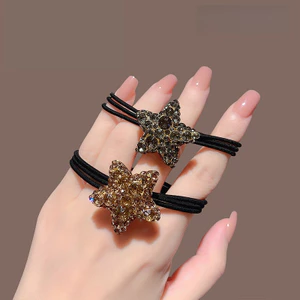MAUROPOLI Phong Cách Mới Nhẹ Sang Trọng Full Kim Cương Ngôi Sao Năm Cánh Dây Buộc Tóc Hàng Ngày Phù Hợp Với Dây Buộc Tóc Co Giãn Cao Cấp