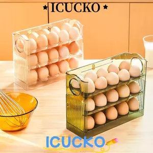Khay đựng trứng ICUCKO, Hộp đựng trứng có thể gập lại, Nhà bếp chuyên dụng 30 lưới Hộp đựng trứng tủ lạnh dung tích lớn để lưu trữ nhà bếp
