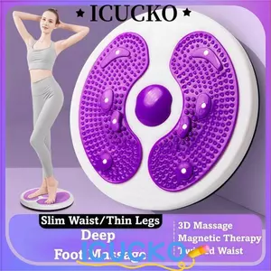 Bàn xoay tập eo ICUCKO, có tay cầm Chân đẹp Bàn xoay xoắn eo, Thiết thực có thể điều chỉnh eo mỏng Máy mát xa chân di động Thể dục tại nhà