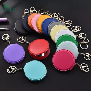 Springevenstar Gương Trang Điểm Pu Nhỏ Tròn Móc Khóa Hai Mặt Gấp Gương Lông Bóng Gương Mặt Dây Chuyền Quà Tặng Phụ Kiện Du Lịch Springevenstar