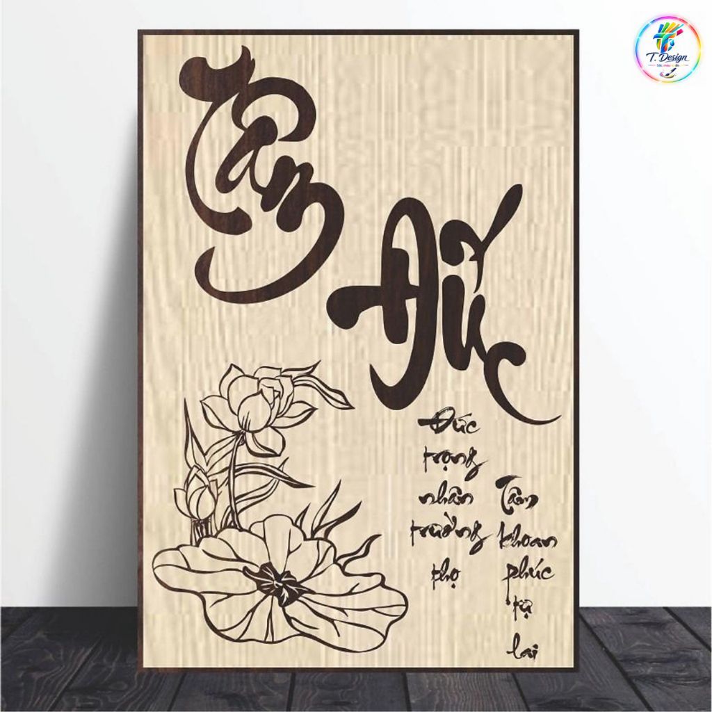 Tranh thư pháp treo tường phòng khách, trang trí nhà, quà tặng độc đáo, thiết kế theo yêu cầu fomex cứng 5mm