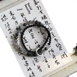 Vòng tay đính cườm hai lớp phong cách Trung Quốc mới có ❈ ❈ Thiết kế dành cho cặp đôi, thanh lịch và thời trang