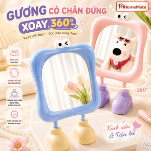 Gương Trang Điểm Để Bàn HomeMate Xoay 360 Độ, Gương Makeup Mini Chân Đứng Cute Nhỏ Gọn Decor Bàn Học