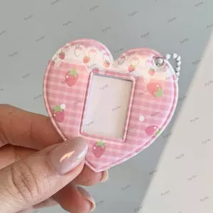 Hộp đựng thẻ ảnh 1 Inch PYCOU, Hình trái tim Thiết kế dễ thương Mặt dây chuyền lưu trữ ảnh, Phong cách INS có móc khóa Mặt dây chuyền hiển thị PVC dễ thương Móc khóa sinh viên
